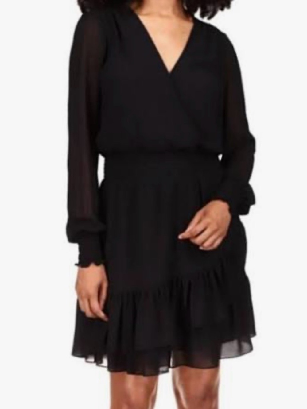 Michael Kors Ruffled Faux Wrap Dress L